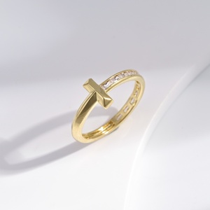 wholesale plata 925 sterling Silver gold plated Cross <b>Ring</b> luxury Minimalist ladies fashion gemstone vintage <b>adjustable</b> <b>rings</b> - Product Image 1