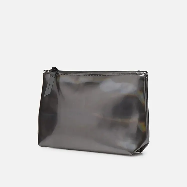 カスタムロゴレザーミニメイクアップトラベルバッグ防水Puスキンケアブラックトイレタリーバッグ