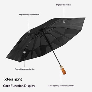 ร่มพับสามตอน พับง่าย ปิดง่าย สีพื้น สำหรับผู้ชาย แบบกลับด้านได้ ขายส่ง รับพิมพ์ลาย - Product Image 2