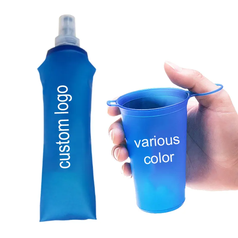 customized logo color Outdoor Sports Water Cup 200ml - Foldable TPU Water Bottle BPA Free for Running Hiking Finishing cycling