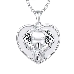 YILUN 925 collar de medallón de corazón de plata esterlina para mujer, colgante de medallón de foto grabable para regalo del Día de la madre