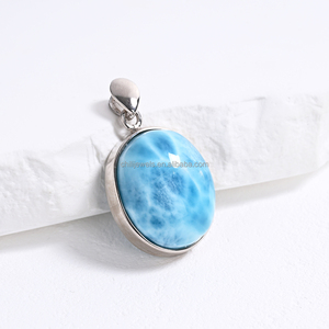 Collar con Colgante de Larimar Natural con Elegante Patrón Azul Marino, Joyería de Piedras Preciosas Curativas para Mujer, Regalo - Product Image 1