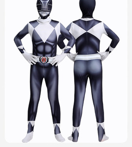 Costume da Cosplay <span class=keywords><strong>Power</strong></span> <span class=keywords><strong>Rangers</strong></span> per Halloween, Tuta ad Alta Elasticità Resistente allo Stiramento in Tessuto Milk Silk - Product Image 4