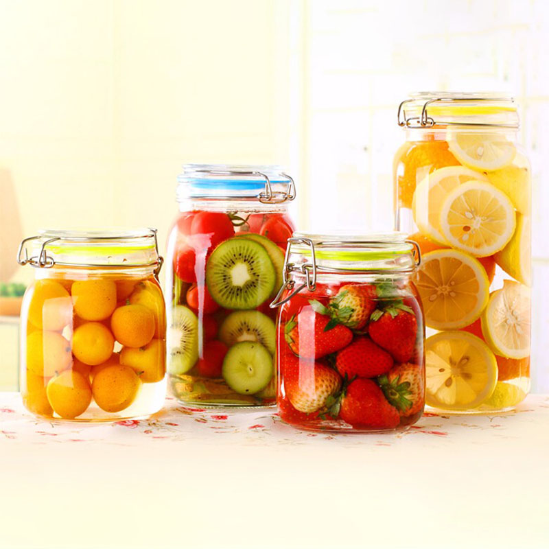 Candy Cookie Empty Spice Kitchen Food Storage Glass Containers Jar With Lids