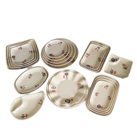 Bol à riz en mélamine épaissie à motif floral avec caractères Fu, bol à dessert, assiette à collation, petit bol à soupe, tasse à eau, forme irrégulière
