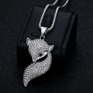Collana con Ciondolo a Forma di <span class=keywords><strong>Volpe</strong></span> con Coda in Acciaio Inossidabile Placcato Oro, Stile Hip Hop Iced Out, <span class=keywords><strong>Gioielli</strong></span> alla Moda - Product Image 4