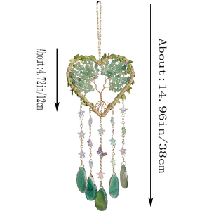 Campana a Vento in <span class=keywords><strong>Cristallo</strong></span> all'Ingrosso, Acchiappasogni con Ghiaia di <span class=keywords><strong>Agata</strong></span> Naturale, Ciondolo Albero della Vita - Product Image 2