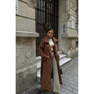 Manteau long en fourrure marron de luxe pour femme avec fonction détachable, imprimé léopard respirant et décoration boutonnée, tailles XS à XL - Product Image 3