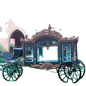 Carro de caballos eléctrico funerario negro cubierto de vidrio/carro de ataúd tirado por caballos/coche de caballos fúnebre de alta calidad - Product Image 4
