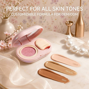 Fond de Teint Coussin Vegan Bio Anti-Sébum à Base de Plantes Naturelles, Crème <span class=keywords><strong>BB</strong></span> Longue Durée Éclaircissante Hydratante Teint Foncé - Product Image 1