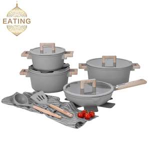 Juego de Utensilios de Cocina Comerciales de <span class=keywords><strong>Granito</strong></span>, Aptos para Todo Tipo de Estufas, 13 Piezas, para Uso Doméstico, Aptos para Lavavajillas y Horno, Incluye 26 Utensilios para Freír y 3 <span class=keywords><strong>Ollas</strong></span> - Product Image 2