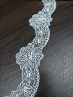 Dentelle blanche tricotée transparente à bord festonné brodé floral 6,5 cm pour robe de mariée, accessoires de couture DIY, vente en gros