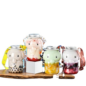 ขวดพลาสติกใส PET รูปช้างการ์ตูนสำหรับขายส่ง เหมาะสำหรับเครื่องดื่ม ชานมไข่มุก กาแฟ พร้อมฝาเกลียว - Product Image 2