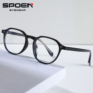 Montures de lunettes SPOEN, rondes, à monture complète, anti-lumière bleue, unisexes, TR90, légères - Product Image 1