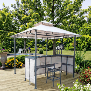 Leisure 240X240X260cm Metal <b>Garden</b> Gazebo With <b>Table</b> Bar Chair Canopy & Pergola Outdoor Furniture - Product Image 5