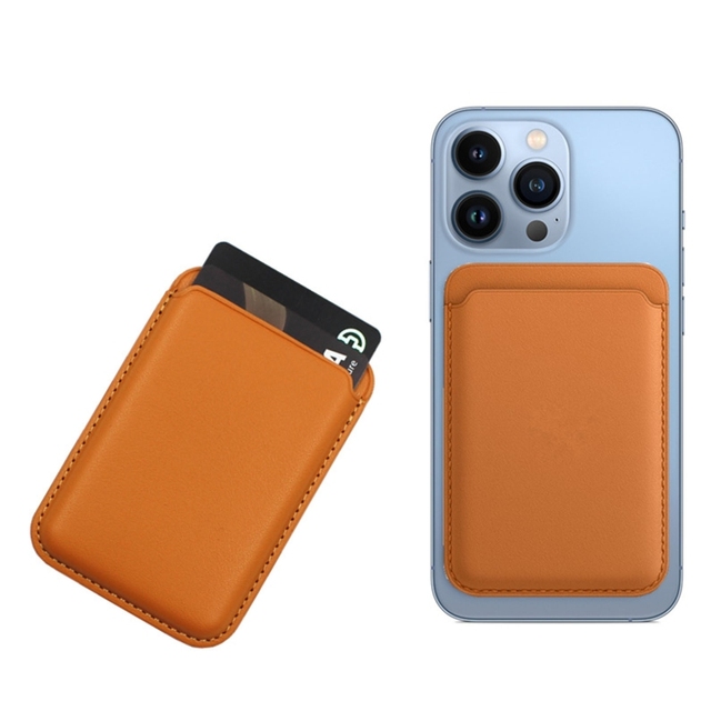Custom Logo Magnetic Card Holder Leather Cell Phone Case Wallet Magnetic Credit Card Holder for iPhone 15 Pro Max 13 14 12 Mini