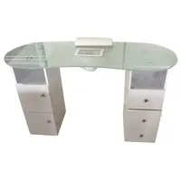 Curved Glass Manicure Table with Fan and Drawer, Nail Table