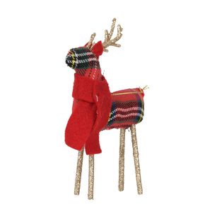 Red White Striped Fabric Reindeer Hanging Ornament with Long Legs for Christmas <b>Tree</b> Mantel Window Retail Holiday Decor - Product Image 3