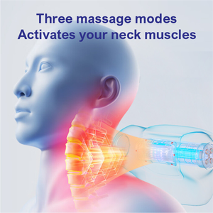 Masseur de nuque chauffant, étireur de nuque à 3 modes, appareil de <span class=keywords><strong>traction</strong></span> cervicale rechargeable pour soulager la douleur et la relaxation musculaire - Product Image 3