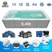 Baignoire extérieure moderne en acrylique pour 4 personnes, spa à glace, bain à remous avec jets turbo, lumières LED, garantie 5 ans pour une récupération rapide après l'exercice