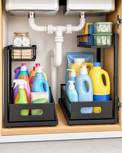 2 Tier Sliding Drawer Shelf Multi Use <b>for</b> <b>Kitchen</b> Bathroom Home Pull Out Under Cabinet Organizer <b>Storage</b> Under Sink Organizer - Product Image 3