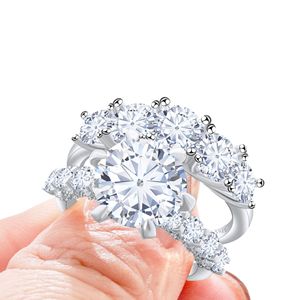 High Quality 100% 925 <b>Sterling</b> <b>Silver</b> VVS 7.8CT Blue Bezel <b>Set</b> Moissanite Wedding <b>Ring</b> for Women with GRA - Product Image 4