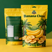 Sachet refermable à fermeture éclair personnalisé, imprimé, résistant à l'humidité, de qualité alimentaire, pour chips de banane