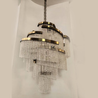 Luminaires suspendus en verre massif faits à la main, longs, décoratifs en spirale, en acier inoxydable de luxe, pour l'intérieur, le hall d'hôtel, le salon