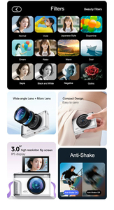 Caméra vidéo numérique professionnelle 4K HD Compact sans miroir Vlog Body Capteur CMOS stabilisé> Enregistrement de carte SD/TF à écran 3" - Product Image 6