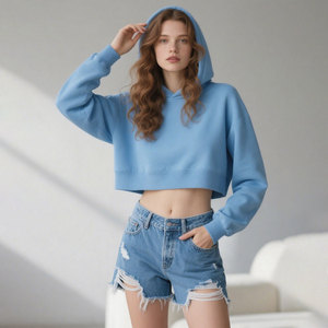 Customizable 350G Short Cotton Dual <b>Layered</b> Hooded Sweatshirt Casual Pullover <b>Top</b> for Autumn & Winter - Product Image 5