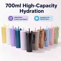 Bouteille d'eau de voyage isotherme sous vide à double paroi en acier inoxydable de 25 oz sans BPA avec paille, personnalisable avec logo, vente en gros ZB