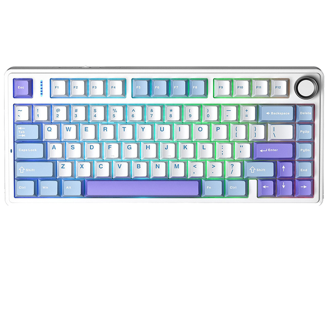 AULa F75 Custom Computer 75% Mechanical Keyboard PBT Keycaps Mini Portable Blue Switch Gaming Three Mode USB-C LED
