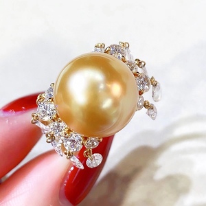 Anillo de Perlas de Oro Natural, Moderno y Personalizado, Plata de Ley S925 con Cristal para Uso Personal, Alta Calidad, 10-11 mm - Product Image 3