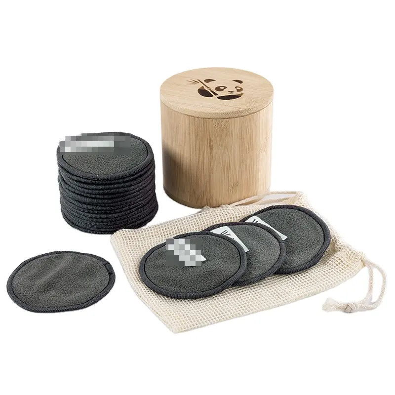 Makeup Remover Pad Reusable Organic Bamboo Charcoal Cotton Face Reusable Black Travel Free Contemporary Maxi Oval Cotton Pads