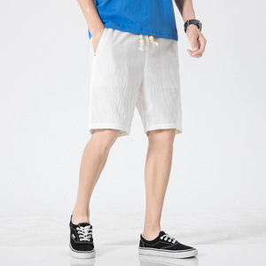Short décontracté d'été pour homme, grande taille, couleur unie, en tissu de laine, coupe décontractée, avec cordon de serrage, logo frontal, imprimé tie-dye - Product Image 1