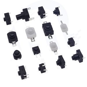 Interruptor de Botón Pulsador con Bloqueo a Presión de 12x8x8mm, Blanco, Encendido/Apagado, YT1208, Montaje en Panel con Terminales Fijos para Linterna - Product Image 5