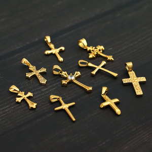 Colgantes y dijes de moda de acero inoxidable 316L chapados en oro PVD de 14K y 18K personalizados para hacer pulseras y dijes de cruz para la creación de joyas. - Product Image 2