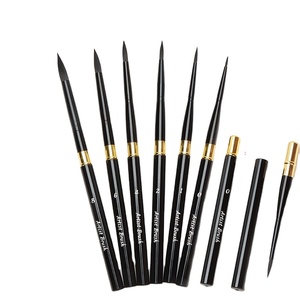 Nouvel ensemble de pinceaux de voyage transfrontalier, manche métallique noir, poils en nylon, pinceau liner pour débutant, aquarelle, portable - Product Image 1