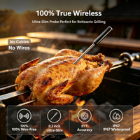 Thermomètre de cuisine numérique Bluetooth rechargeable Thermomètre domestique intelligent étanche pour la température de la viande en métal