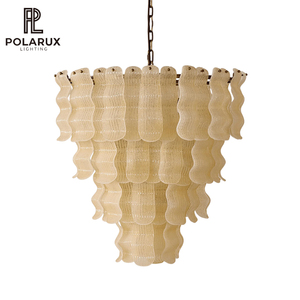 Lustre <span class=keywords><strong>Pollensa</strong></span>, design unique et moderne, style nordique, rétro français, en métal et verre, LED, haute qualité, pour salle à manger, hall d'hôtel - Product Image 1