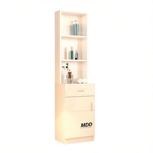 MDD Mueble de Baño con Ruedas, Estante de Almacenamiento de MDF de 5 Niveles con Cajón y Puerta, Diseño Minimalista Blanco - Product Image 1