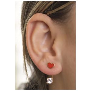 Boucles d'oreilles pendantes et clous en or 14 carats avec diamants, plaqué or rose, style tendance (3495) - Product Image 1