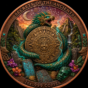 Moneda de Cobre Fino .999 de 1oz, Medallón Coleccionable de Arte de Ruinas Antiguas con Tigre Gigante, Explorador del Reino Perdido - Product Image 5