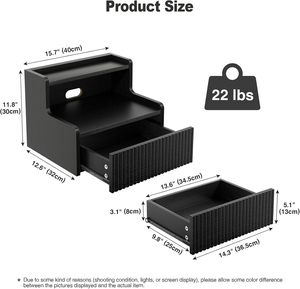 Ensemble de <span class=keywords><strong>2</strong></span> tables de chevet flottantes murales en bois avec tiroir de rangement et étagère ouverte, petite table d'appoint moderne - Product Image 2