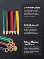 6 mini crayons de couleur en bois, corps rond, finition brillante, couleurs vives non toxiques, cadeau de fête pour enfants, logo personnalisé OEM, vente en gros