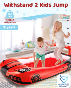 Red Race Car Shaped Kids <b>Inflatable</b> Travel Bed with Safety Rails for Toddlers Camping Home - Product Image 3
