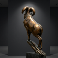 Sculpture élégante de mouton en bronze antique - Statue d'animal de ferme grandeur nature, faite à la main, moulée à la cire perdue, sculpture en bronze