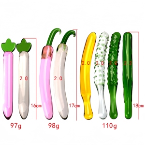 Tapón Anal de Cristal Transparente, Estimulador Anal y Vaginal Frío/Caliente, Varita de Placer Verde/Blanco/Rosa, Impermeable, 16-18cm - Product Image 2