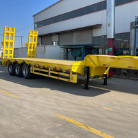 Semi-remorque surbaissée à 4 essieux pour le transport de véhicules lourds, remorque surbaissée pour la logistique et la vente de machines de construction