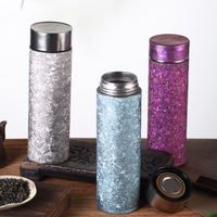 Bouteille isotherme en titane à double paroi avec infuseur à thé intégré, légère, 450 ml, en titane pur, mini-bouteille d'eau pour thé